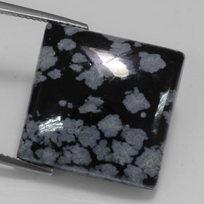 20.43 ct Multicolor Snowflake Obsidian Gemstone, Snowflake Obsidian Gem in Square Cabochon Shape for Sale.