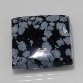 21.53 ct Black Snowflake Obsidian Stone, Natural Snowflake Obsidian in Square Cabochon Shape for Sale
