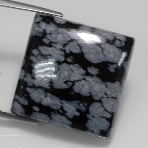 22.48 ct Multicolor Snowflake Obsidian Gemstone, Snowflake Obsidian Gem in Square Cabochon Shape for Sale.