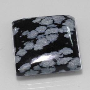 22.60 ct Black Snowflake Obsidian Gemstone, Snowflake Obsidian Gem in Square Cabochon Shape for Sale.