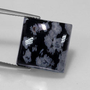 11.52 ct Multicolor Snowflake Obsidian Gemstone, Snowflake Obsidian Gem in Square Cabochon Shape for Sale.
