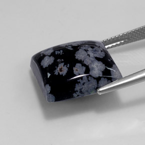 Snowflake Obsidian Gemstone in 14.9 x 14.9 mm Size for Sale, Snowflake Obsidian Stone in Black White Color