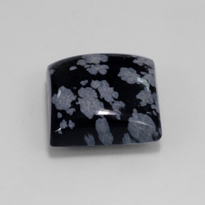 12.36 ct Black Snowflake Obsidian Stone, Natural Snowflake Obsidian in Square Cabochon Shape for Sale