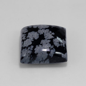 12.14 ct Black Snowflake Obsidian Stone, Natural Snowflake Obsidian in Square Cabochon Shape for Sale