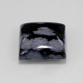 11.19 ct Black Snowflake Obsidian Stone, Natural Snowflake Obsidian in Square Cabochon Shape for Sale