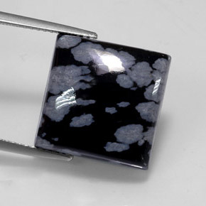 11.53 ct Multicolor Snowflake Obsidian Gemstone, Snowflake Obsidian Gem in Square Cabochon Shape for Sale.