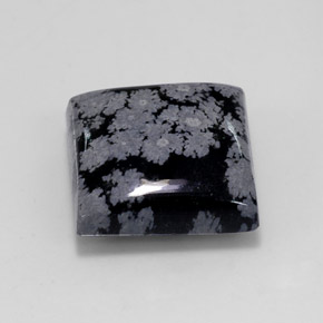 11.84 ct Black Snowflake Obsidian Stone, Natural Snowflake Obsidian in Square Cabochon Shape for Sale