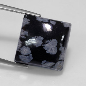 11.46 ct Multicolor Snowflake Obsidian Gemstone, Snowflake Obsidian Gem in Square Cabochon Shape for Sale.