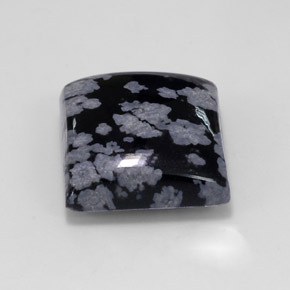 12.37 ct Black Snowflake Obsidian Stone, Natural Snowflake Obsidian in Square Cabochon Shape for Sale
