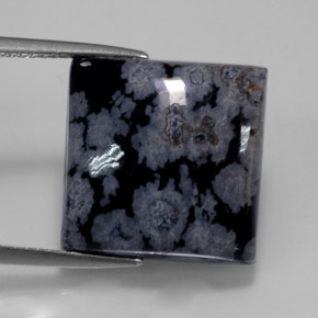 11.21 ct Multicolor Snowflake Obsidian Gemstone, Snowflake Obsidian Gem in Square Cabochon Shape for Sale.