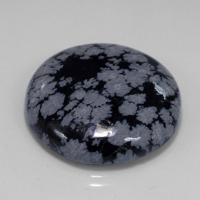 26.75 ct Multicolor Snowflake Obsidian Stone, Natural Snowflake Obsidian in Round Cabochon Shape for Sale
