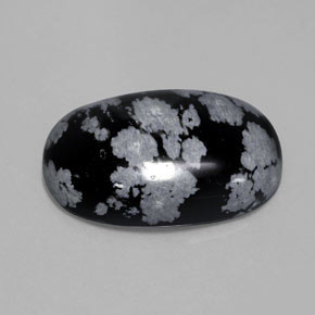 13.62 ct Black Snowflake Obsidian Stone, Natural Snowflake Obsidian in Oval Cabochon Shape for Sale