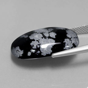 Snowflake Obsidian Gemstone in 21.9 x 15.5 mm Size for Sale, Snowflake Obsidian Stone in Gray-White Black Color