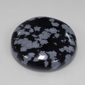 27.65 ct Multicolor Snowflake Obsidian Stone, Natural Snowflake Obsidian in Round Cabochon Shape for Sale
