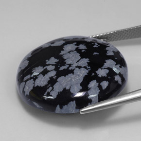 Snowflake Obsidian Gemstone in 24.9 mm Size for Sale, Snowflake Obsidian Stone in Black White Color