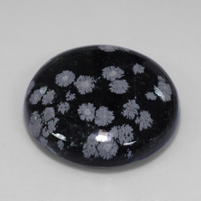 25.71 ct Multicolor Snowflake Obsidian Stone, Natural Snowflake Obsidian in Round Cabochon Shape for Sale