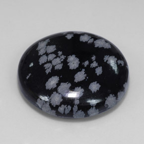 25.36 ct Black Snowflake Obsidian Stone, Natural Snowflake Obsidian in Round Cabochon Shape for Sale
