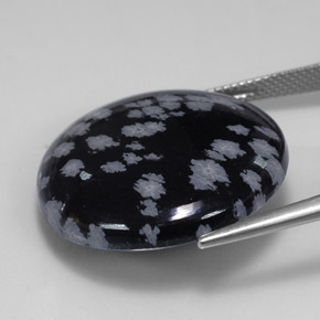 Snowflake Obsidian Gemstone in 24.8 mm Size for Sale, Snowflake Obsidian Stone in Gray-White Black Color