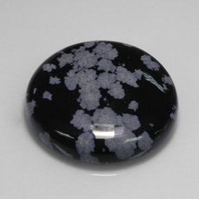 26.71 ct Multicolor Snowflake Obsidian Stone, Natural Snowflake Obsidian in Round Cabochon Shape for Sale