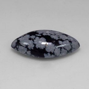 9.87 ct Black Snowflake Obsidian Stone, Natural Snowflake Obsidian in Marquise Cabochon Shape for Sale