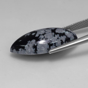 Snowflake Obsidian Gemstone in 24.2 x 12 mm Size for Sale, Snowflake Obsidian Stone in Black White Color