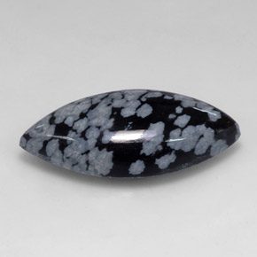 10.14 ct Black Snowflake Obsidian Stone, Natural Snowflake Obsidian in Marquise Cabochon Shape for Sale