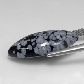 Snowflake Obsidian Gemstone in 24.6 x 12 mm Size for Sale, Snowflake Obsidian Stone in Gray-White Black Color