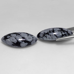 Snowflake Obsidian Gemstone in 24.4 x 12 mm Size for Sale, Snowflake Obsidian Stone in Gray-White Black Color