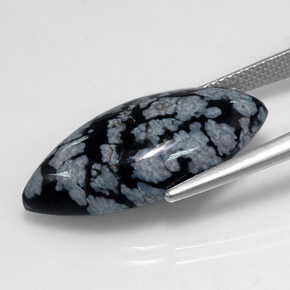 Snowflake Obsidian Gemstone in 24.3 x 11.9 mm Size for Sale, Snowflake Obsidian Stone in Black White Color