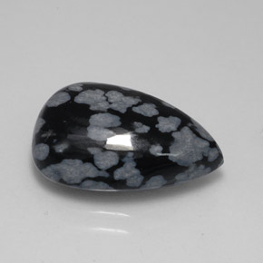 6.26 ct Multicolor Snowflake Obsidian Stone, Natural Snowflake Obsidian in Pear Cabochon Shape for Sale
