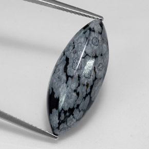 8.69 ct Multicolor Snowflake Obsidian Gemstone, Snowflake Obsidian Gem in Marquise Cabochon Shape for Sale.
