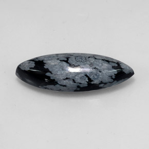 8.69 ct Multicolor Snowflake Obsidian Stone, Natural Snowflake Obsidian in Marquise Cabochon Shape for Sale