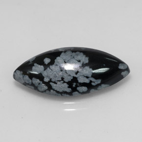 9.82 ct Multicolor Snowflake Obsidian Stone, Natural Snowflake Obsidian in Marquise Cabochon Shape for Sale
