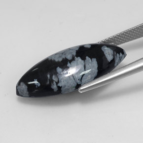 Snowflake Obsidian Gemstone in 24.2 x 11.9 mm Size for Sale, Snowflake Obsidian Stone in Black White Color