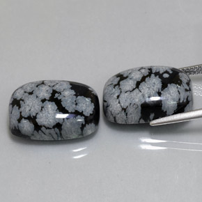 Snowflake Obsidian Gemstone in 18 x 13.1 mm Size for Sale, Snowflake Obsidian Stone in Black White Color