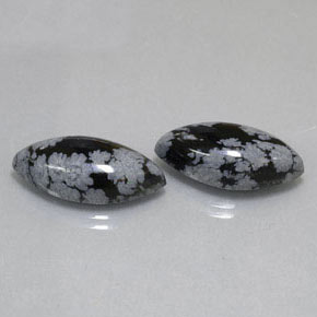 14.49 ct Black Snowflake Obsidian Stone, Natural Snowflake Obsidian in Marquise Cabochon Shape for Sale