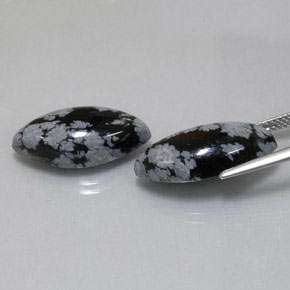 Snowflake Obsidian Gemstone in 20.8 x 10 mm Size for Sale, Snowflake Obsidian Stone in Gray-White Black Color