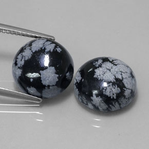 10.99 ct Multicolor Snowflake Obsidian Gemstone, Snowflake Obsidian Gem in Round Cabochon Shape for Sale.