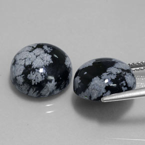 Snowflake Obsidian Gemstone in 12 mm (calibrated) Size for Sale, Snowflake Obsidian Stone in Black White Color
