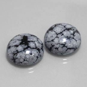 18.88 ct Black Snowflake Obsidian Stone, Natural Snowflake Obsidian in Round Cabochon Shape for Sale