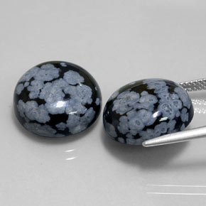 Snowflake Obsidian Gemstone in 15.2 mm Size for Sale, Snowflake Obsidian Stone in Gray-White Black Color