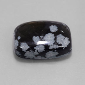 12.25 ct Black Snowflake Obsidian Stone, Natural Snowflake Obsidian in Cushion Cabochon Shape for Sale