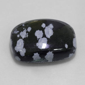 14.24 ct Black Snowflake Obsidian Stone, Natural Snowflake Obsidian in Cushion Cabochon Shape for Sale