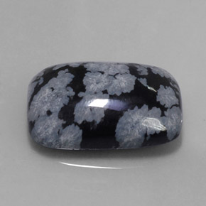 10.02 ct Black Snowflake Obsidian Stone, Natural Snowflake Obsidian in Cushion Cabochon Shape for Sale