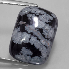10.37 ct Multicolor Snowflake Obsidian Gemstone, Snowflake Obsidian Gem in Cushion Cabochon Shape for Sale.