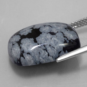 Snowflake Obsidian Gemstone in 17.8 x 12.9 mm Size for Sale, Snowflake Obsidian Stone in Gray-White Black Color