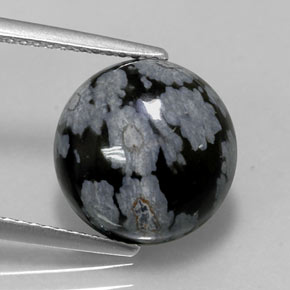 5.16 ct Multicolor Snowflake Obsidian Gemstone, Snowflake Obsidian Gem in Round Cabochon Shape for Sale.