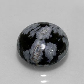5.16 ct Multicolor Snowflake Obsidian Stone, Natural Snowflake Obsidian in Round Cabochon Shape for Sale