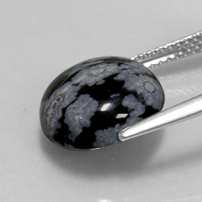 Snowflake Obsidian Gemstone in 12 mm (calibrated) Size for Sale, Snowflake Obsidian Stone in Snowflake Color