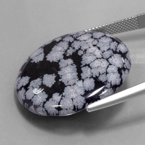 Snowflake Obsidian Gemstone in 27.5 mm Size for Sale, Snowflake Obsidian Stone in Gray-White Black Color